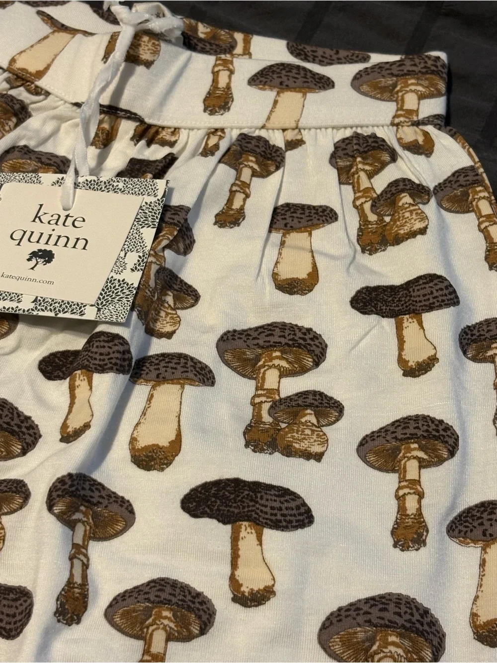 kate quinn-Organic cotton-Neutral Mushroom/fungi Jade wide leg pants & shirt set